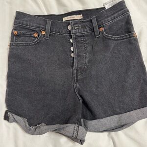 Levi's Black Button-Fly Wedgie Jean Shorts